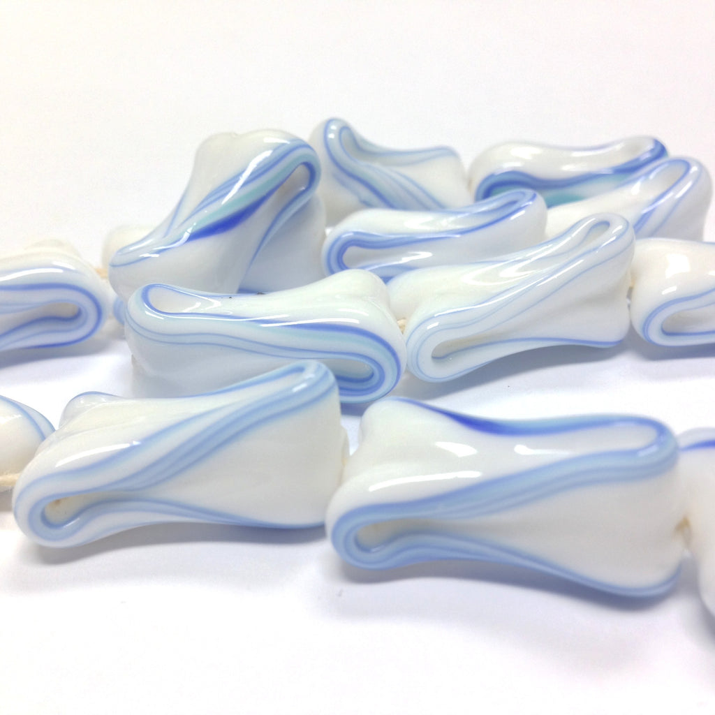 24X14MM Blue/White Fancy Glass Bead (24 pieces)