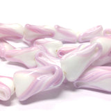 18X13MM Pink/White Fancy Glass Bead (24 pieces)