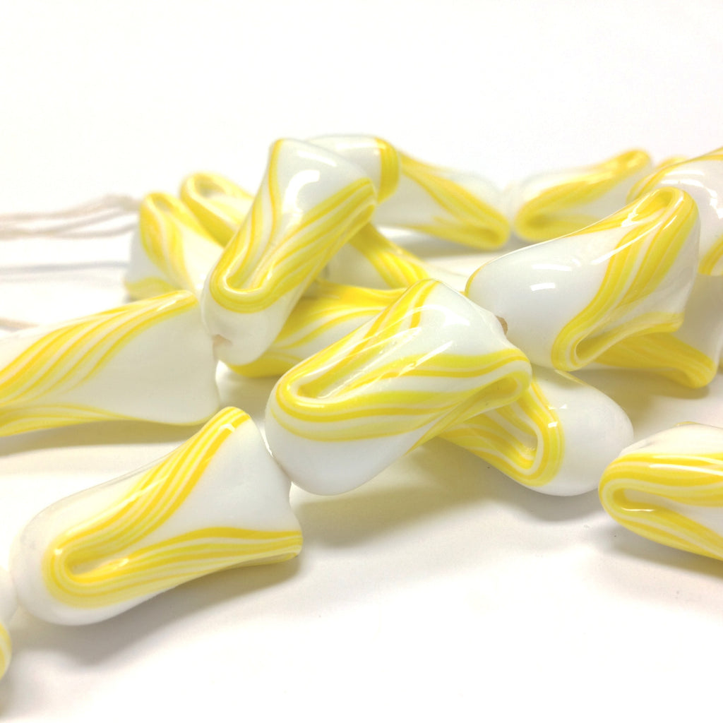 18X13MM Yellow/White Fancy Glass Bead (24 pieces)