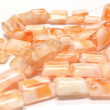 12X8MM Orange/White Swirl Glass Rectangle Bead (100 pieces)
