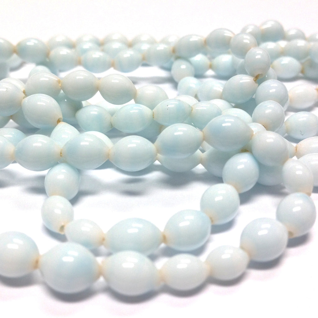 7X5MM Light Blue/White Glass Oval Bead (200 pieces)