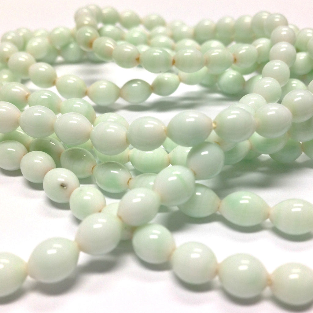 7X5MM Light Green/White Glass Oval Bead (200 pieces)