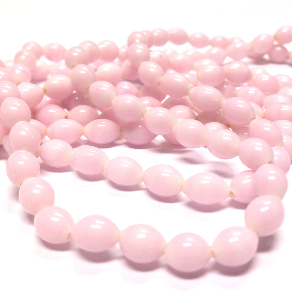 7X5MM Light Pink/White Glass Oval Bead (200 pieces)