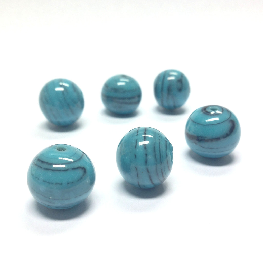 14MM Turquoise Glass Round Bead (24 pieces)