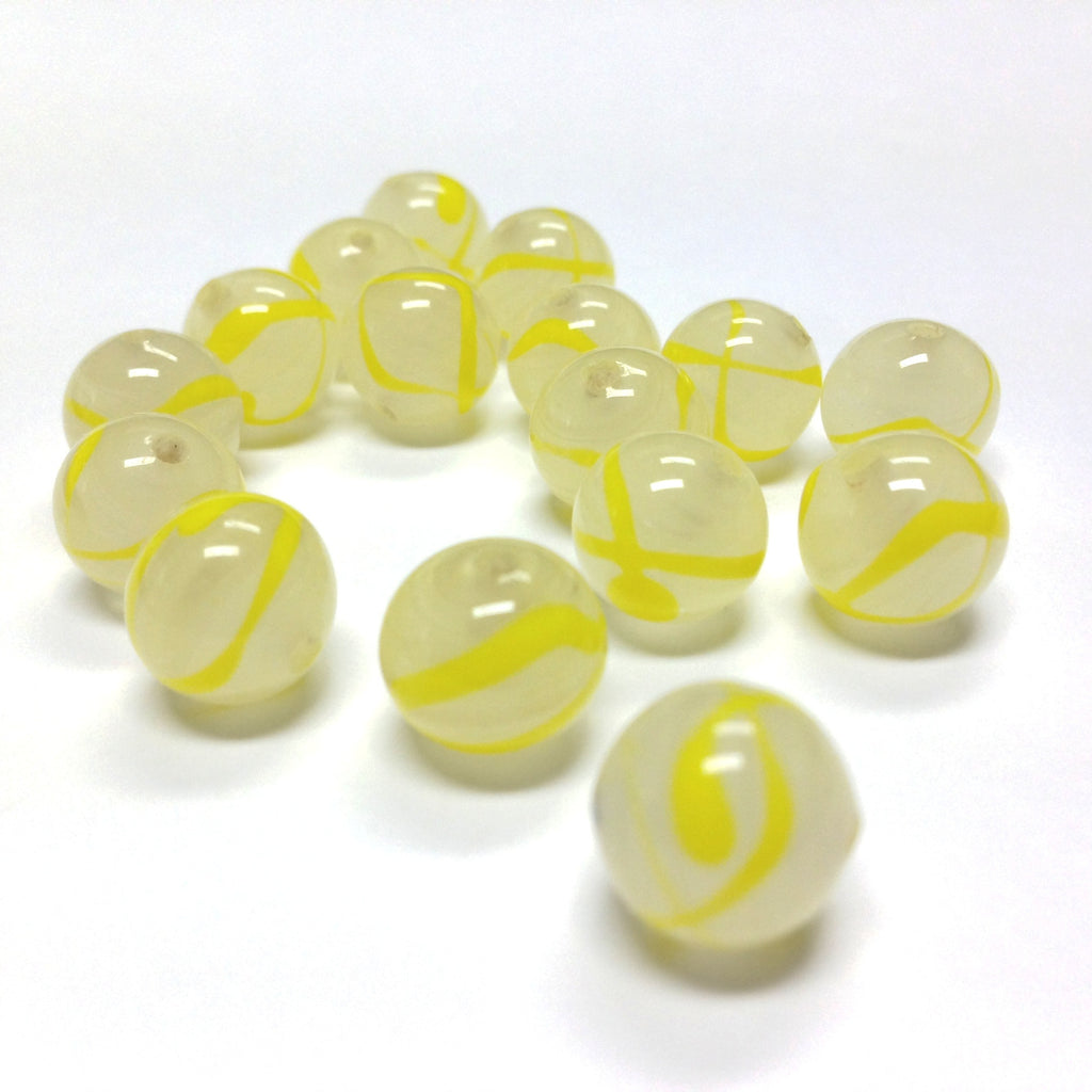 10MM Yellow/White Opal Glass Bead (36 pieces)