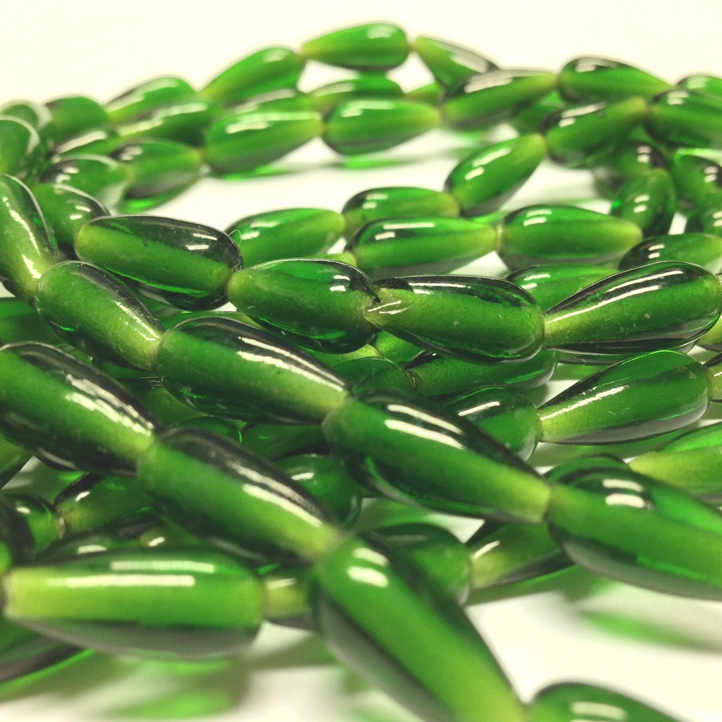 14X6MM Emerald Green Glass Pear Bead (36 pieces)