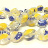 12X11MM Navy/Yellow Glass Baroque Bead (36 pieces)