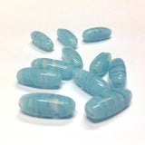 18X8MM Aqua Swirl Oval Glass Bead (36 pieces)