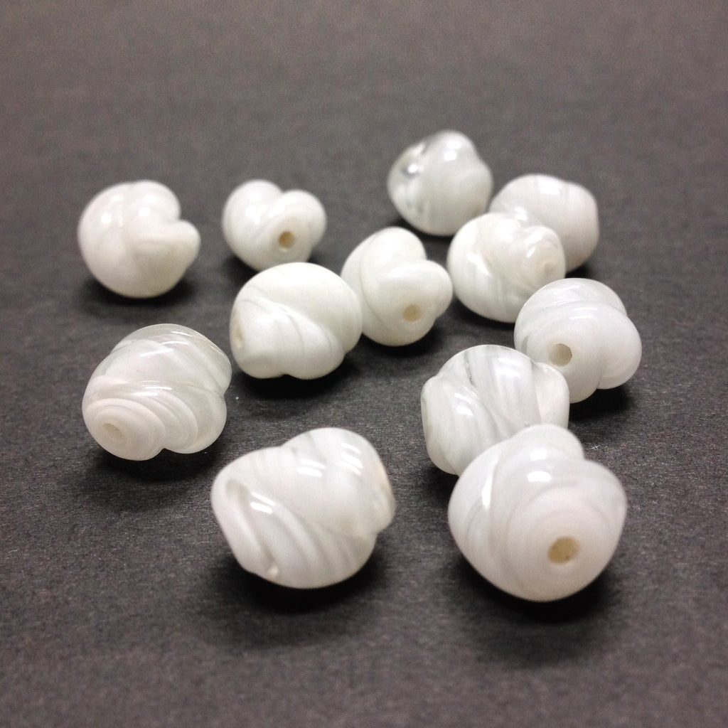10MM White Baroque Swirl Glass Bead (72 pieces)