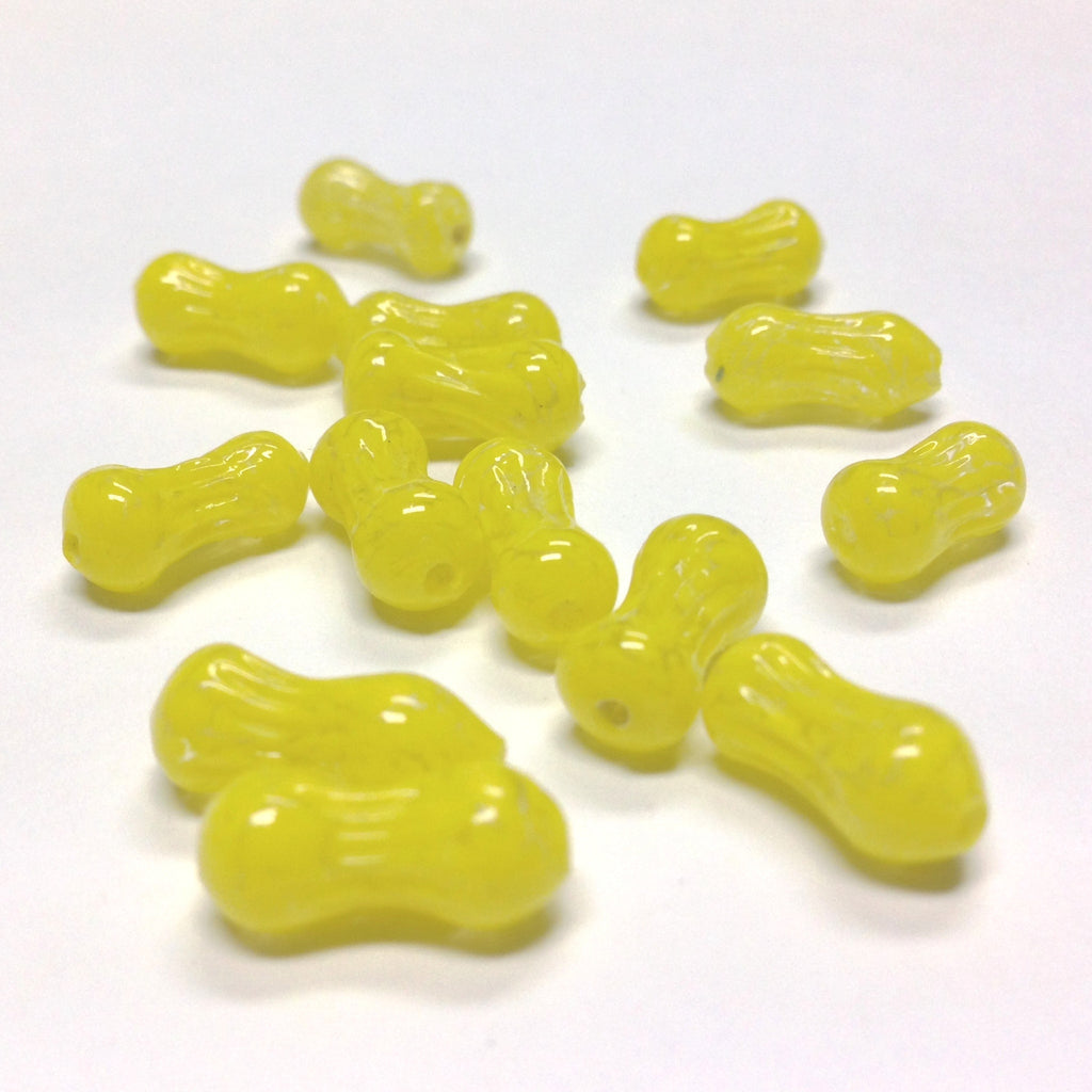 12X6MM Yellow Glass Dogbone Bead (72 pieces)