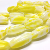 18X9MM Yellow/White Glass Oval Bead (36 pieces)