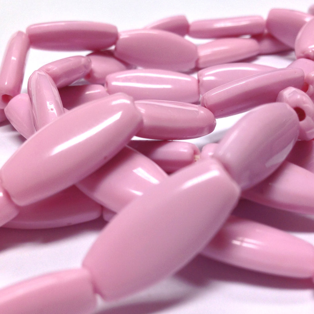 20X9MM Pink Glass Flat Oval Bead (50 pieces)