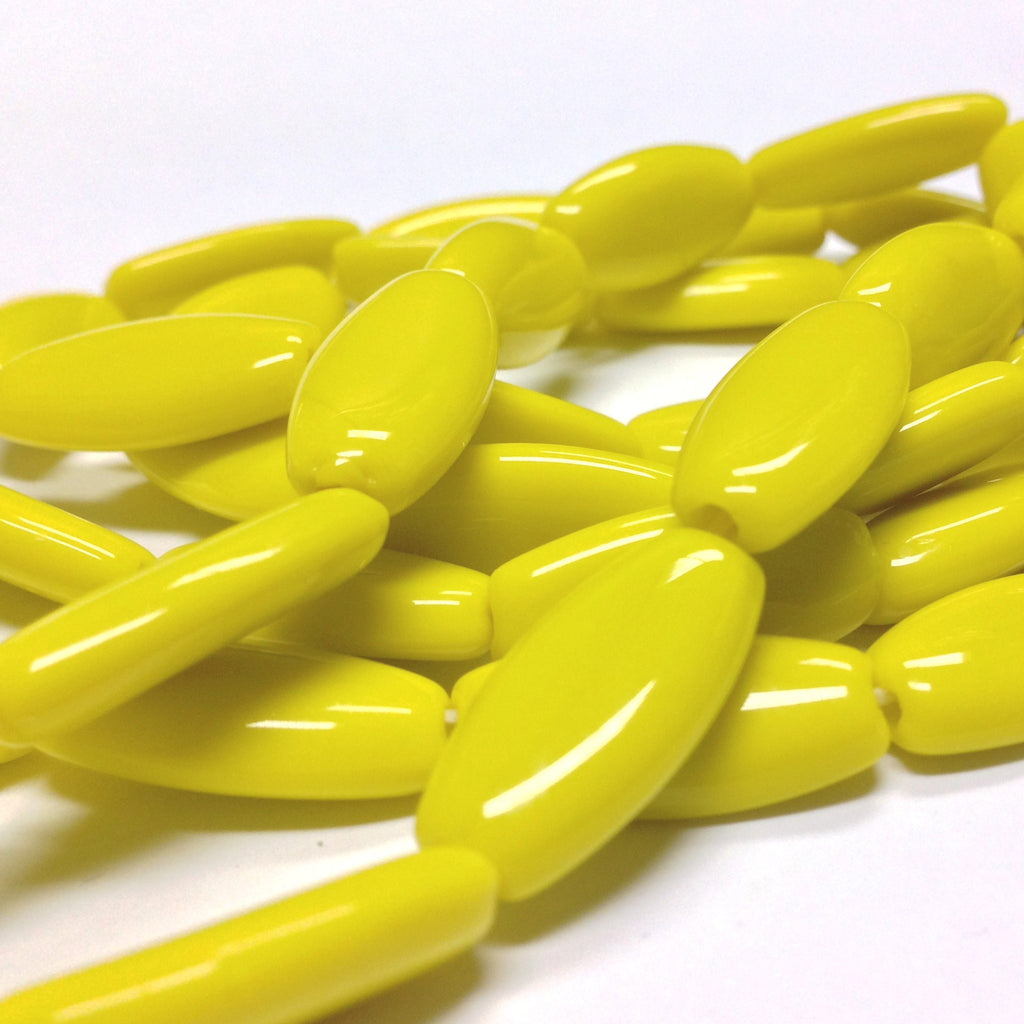 20X9MM Yellow Glass Flat Oval Bead (50 pieces)