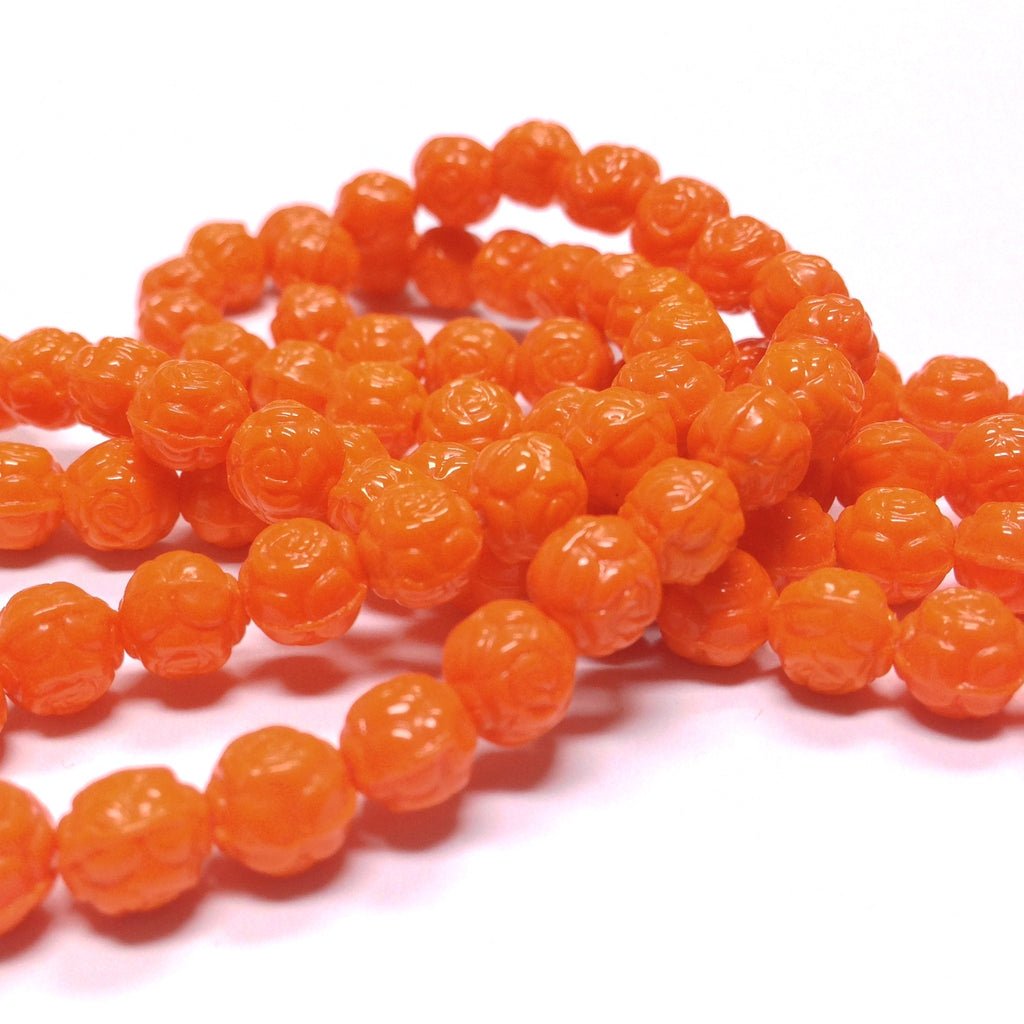 6MM Orange Glass Rosebud Bead (200 pieces)
