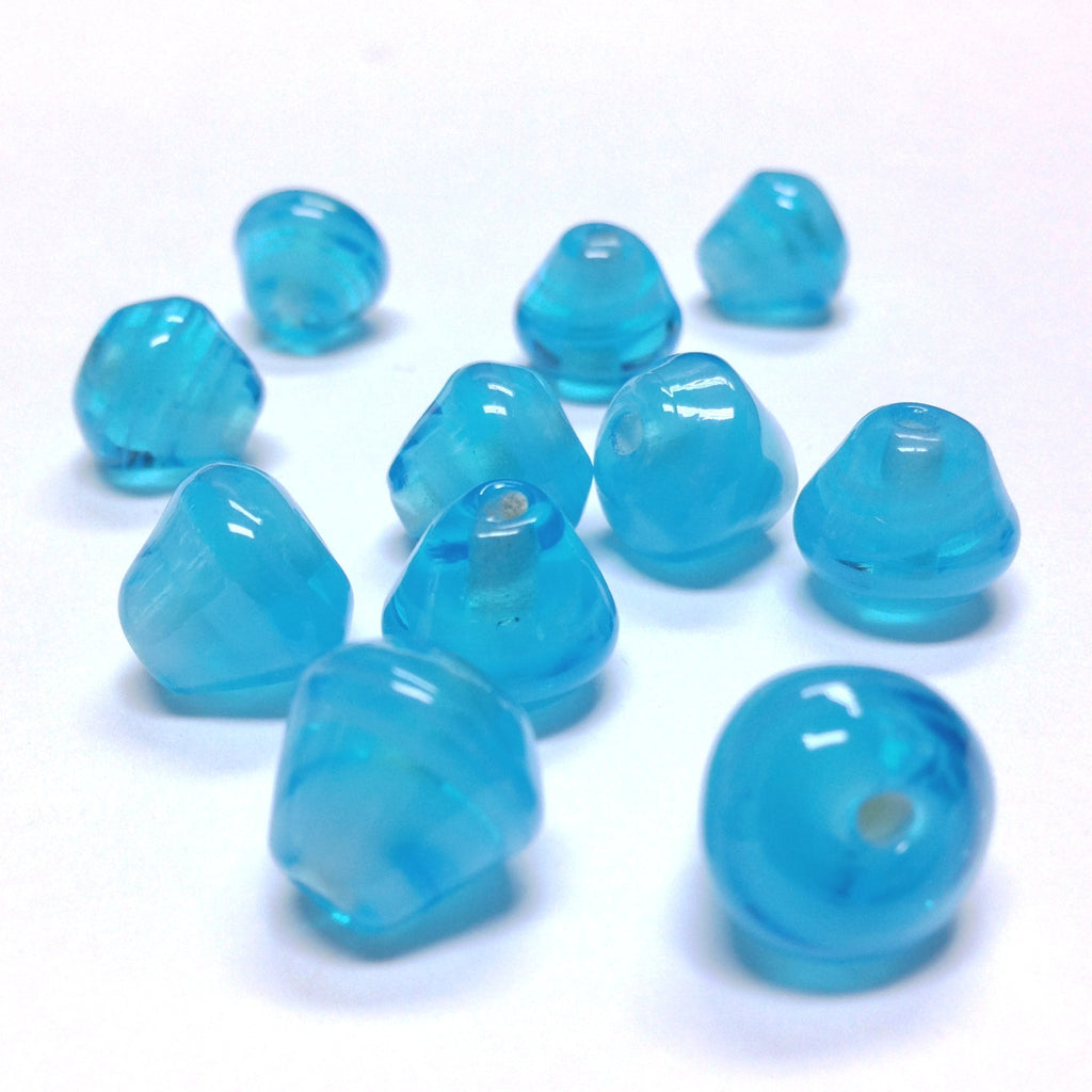 12MM Aqua Swirl Glass Pearshape Bead (36 pieces)