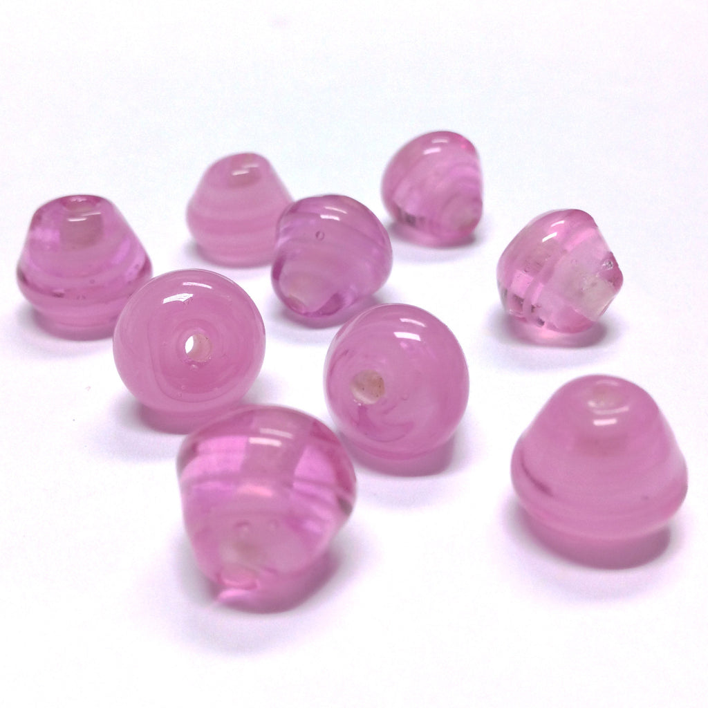 12MM Pink Swirl Glass Pearshape Bead (36 pieces)