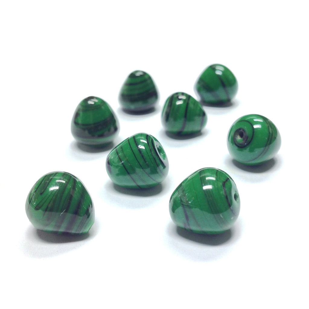12MM Green/Black Swirl Glass Bead (36 pieces)