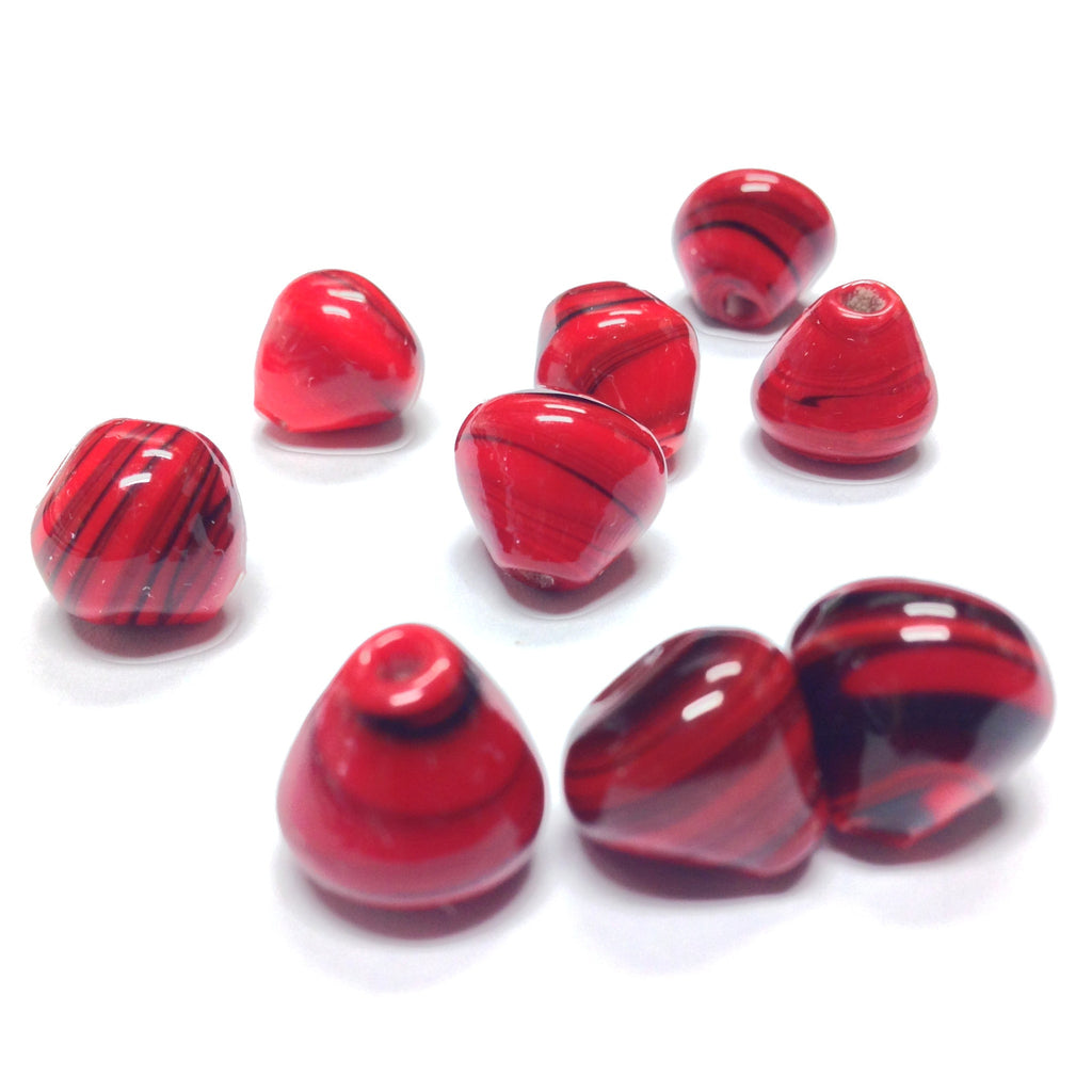 12MM Red/Black Swirl Glass Bead (36 pieces)