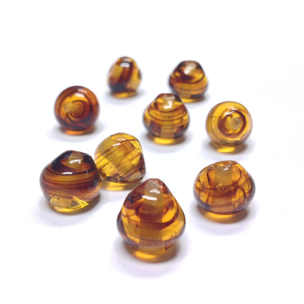 12MM Tortoise Glass Pearshape Bead (36 pieces)