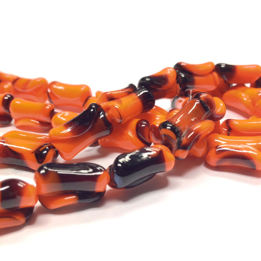 15X10MM Flattened Orange w/Black Swirl Bead (36 pieces)