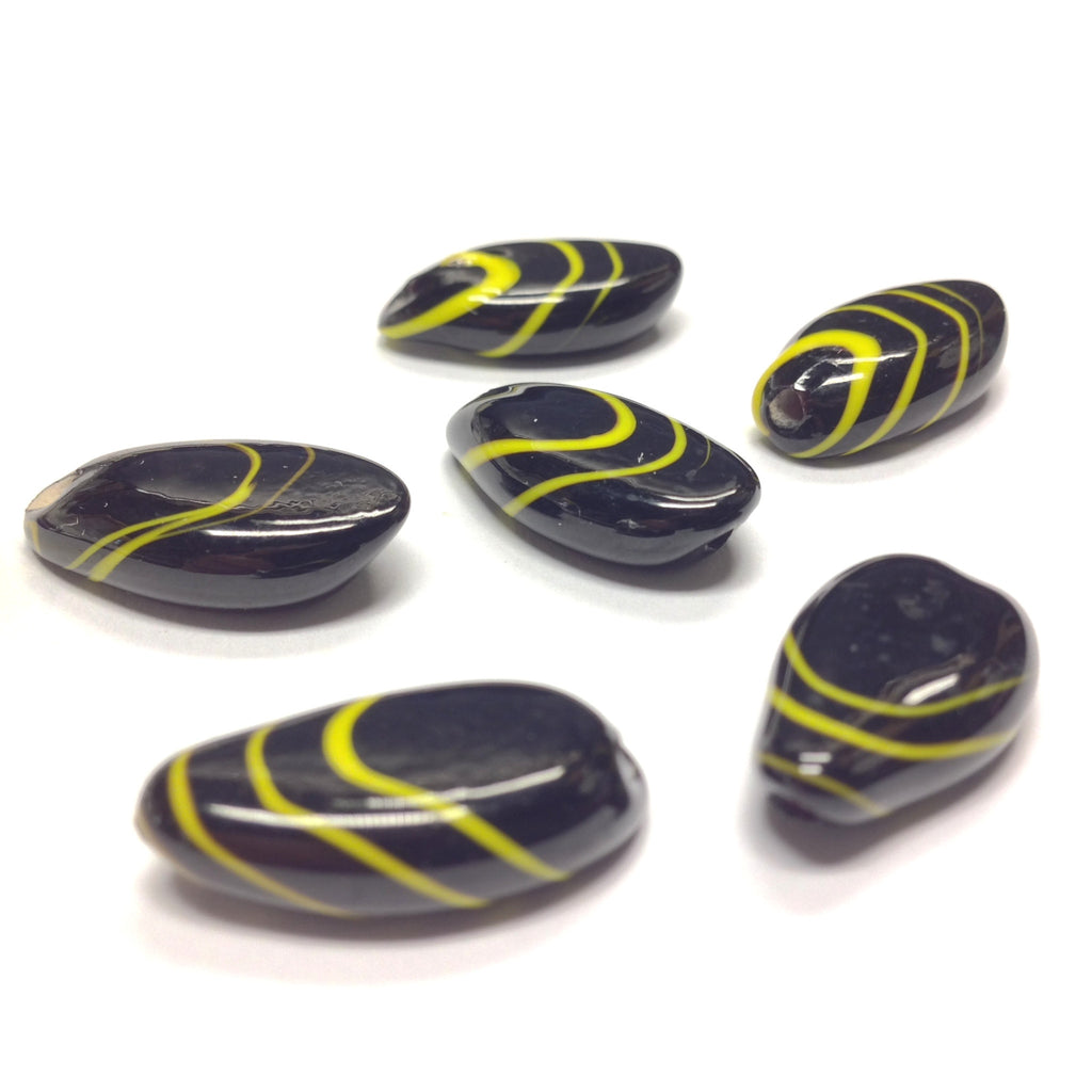 20X11MM Black/Yellow Stripe Oval (36 pieces)
