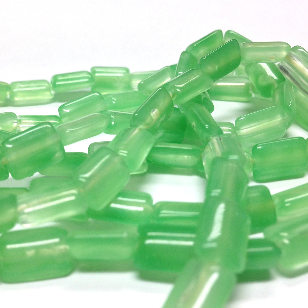 9X6MM Green Givre Glass Rectangle Bead (100 pieces)