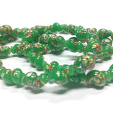 14X9MM Dark Jade Green Glass Twisted Oval Tombo Bead (36 pieces)