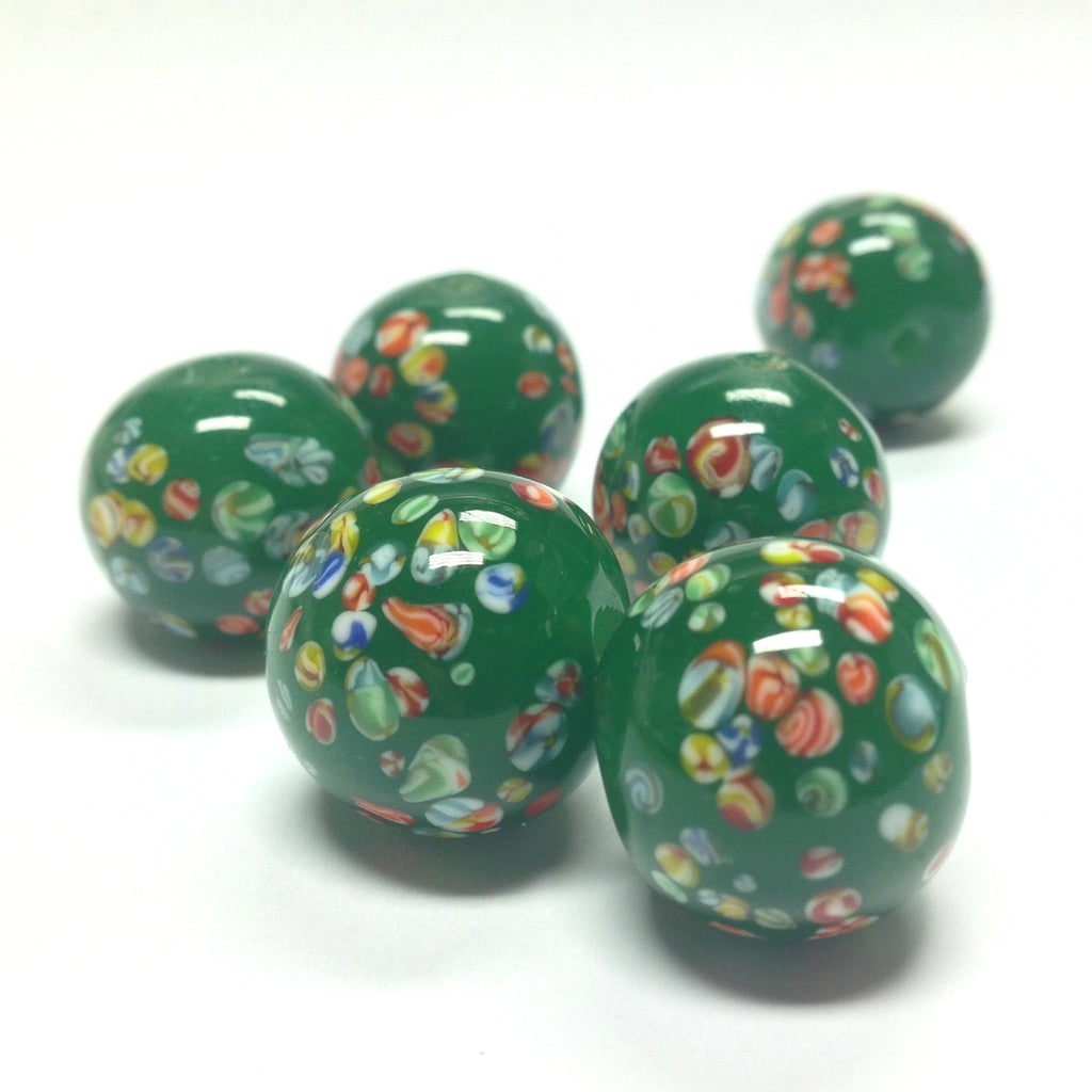 18MM Jade Green Tombo Glass Round Bead (12 pieces)