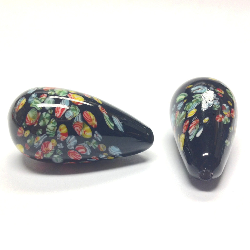 36X18MM Black Tombo Glass Pear Bead (12 pieces)