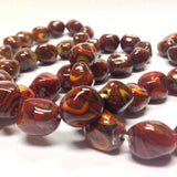 14X11MM Brown Glass Multi/Color Nugget Bead (36 pieces)