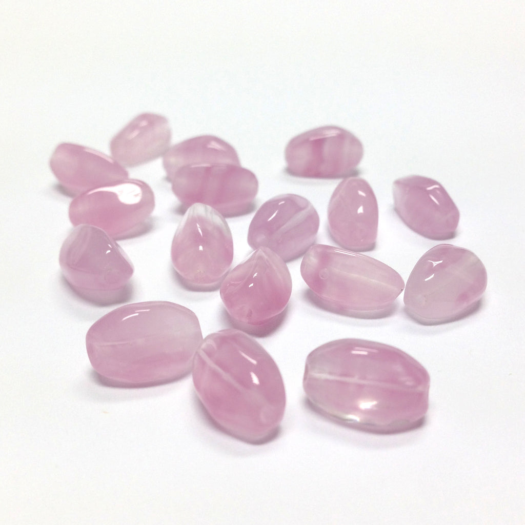 11X7MM Pink Glass Baroque Oval Bead (100 pieces)