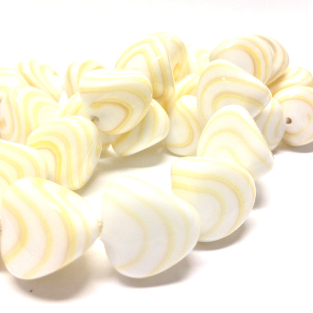 16MM White/Yellow Swirl Glass Nugget Bead (24 pieces)