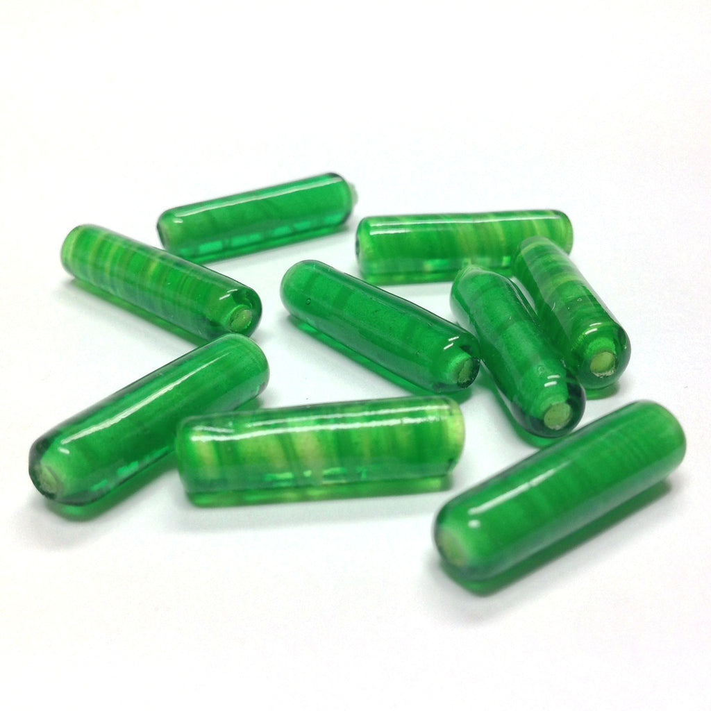 18X5MM Emerald Glass Tube Bead (72 pieces)
