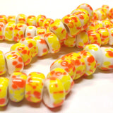 11X6MM White Glass w/Yellow And Orange Rondel Bead (72 pieces)