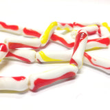 22X6MM White/Red/Yellow Glass Tube Bead (36 pieces)