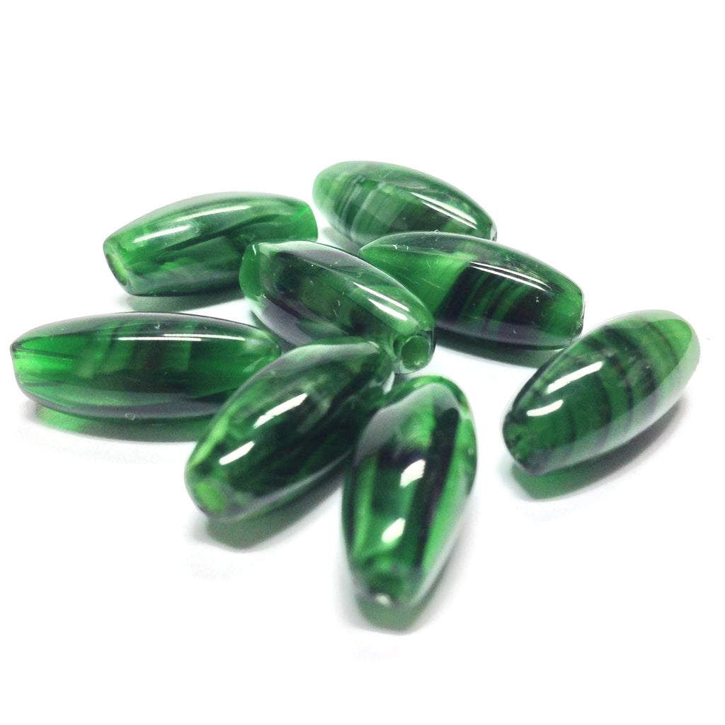 18X7.5MM Green Glass Oval Bead (36 pieces)