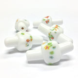 30X14MM White Tombo Glass Bead (12 pieces)
