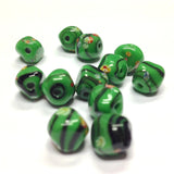 9MM Green Matrix Baroque Round Glass Tombo Bead (36 pieces)