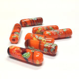 11X7MM Orange Matrix Tombo Glass Tube Bead (72 pieces)