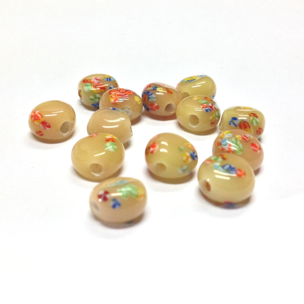 8MM Beige Tombo Glass Disc Bead (36 pieces)