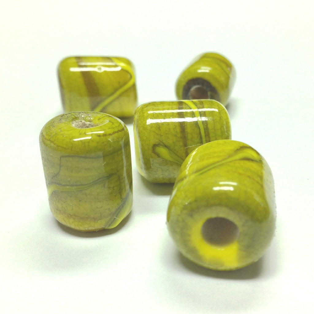 18X14MM Yellow Ceramic Tube Bead 5MM Hole (24 pieces)
