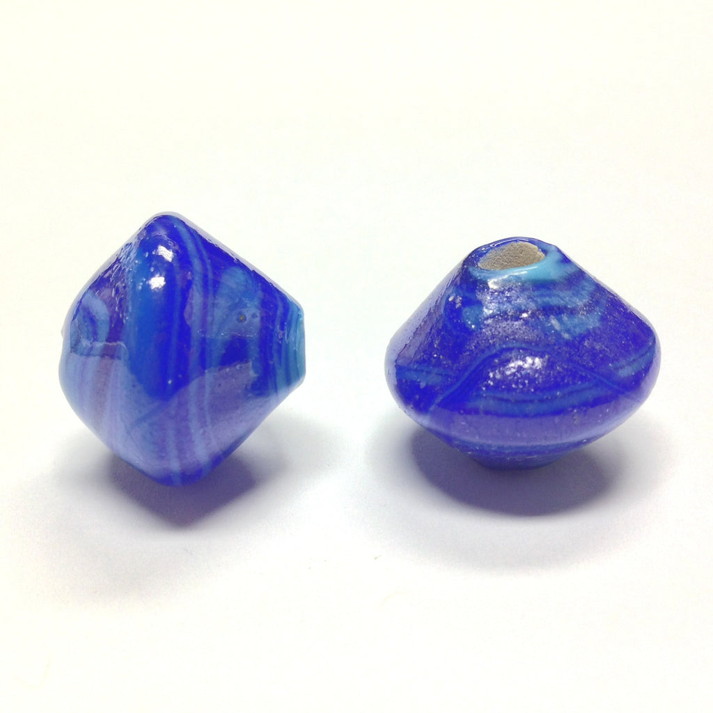 18X20MM Blue Ceramic Bicone Bead 4MM Hole (24 pieces)