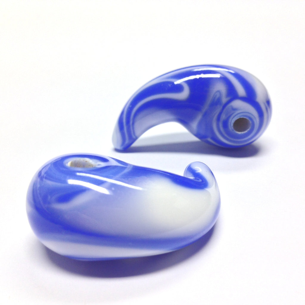 46X18MM Blue/White Ceramic Comma Drop (6 pieces)