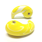 46X18MM Yellow/White Ceramic Comma Drop (6 pieces)