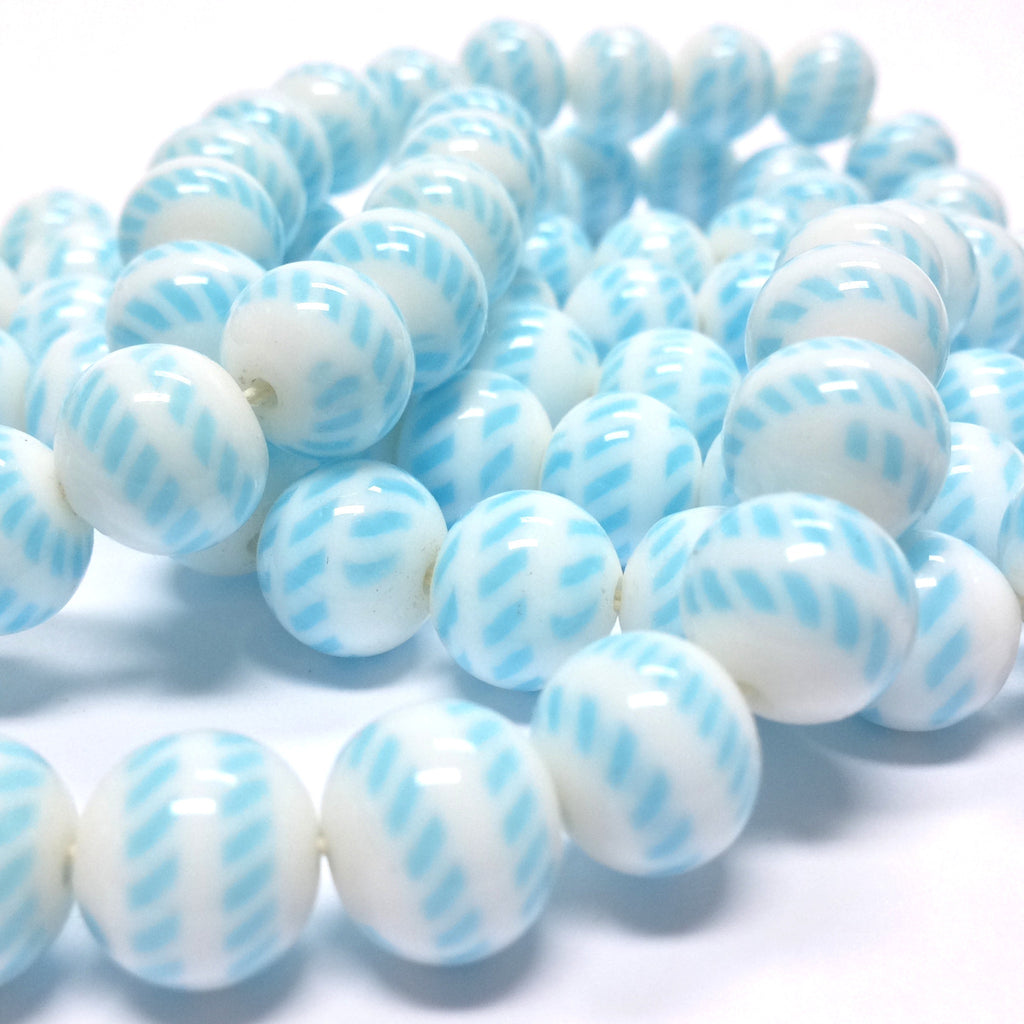 10MM Blue/White Glass Bead (72 pieces)