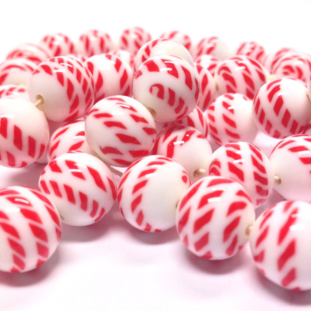8MM Red/White Glass Bead (144 pieces)