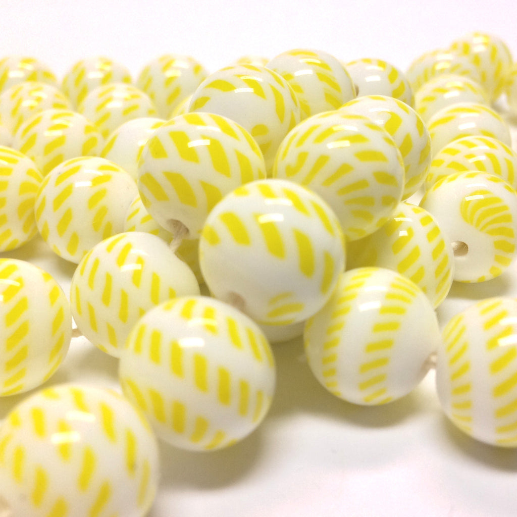 12MM Yellow/White Glass Bead (36 pieces)