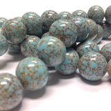12MM Turquoise Matrix Glass Bead (24 pieces)