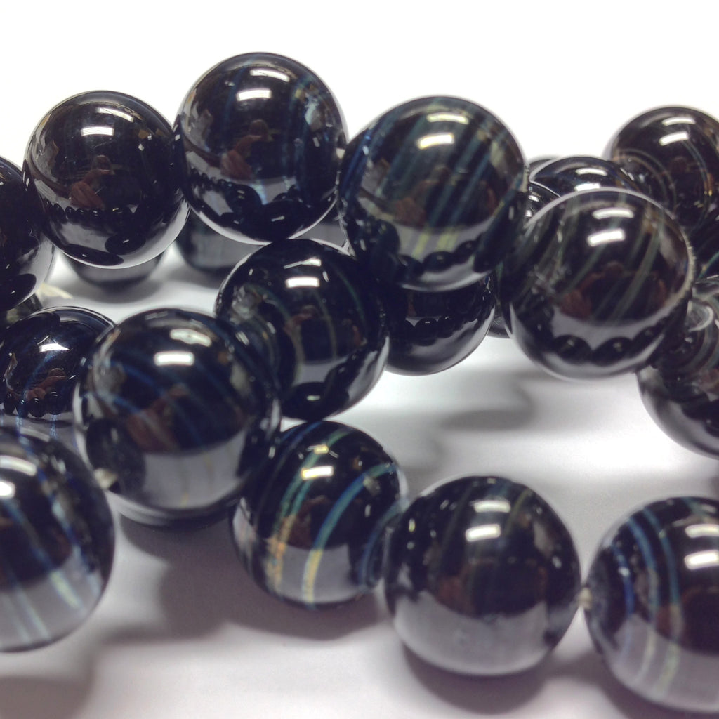 12MM Black/Hematite Glass Bead (24 pieces)