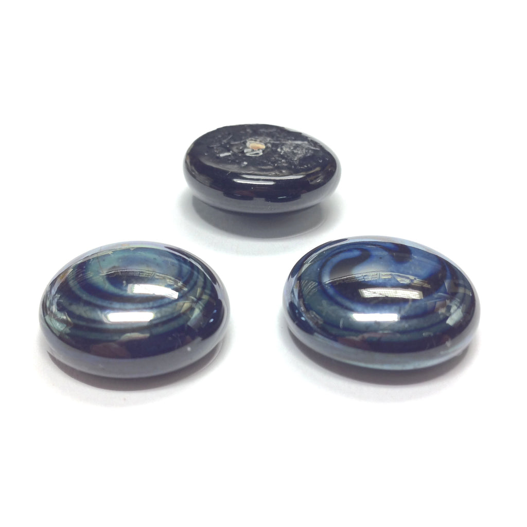 28MM Black/Hematite Glass Cab (6 pieces)